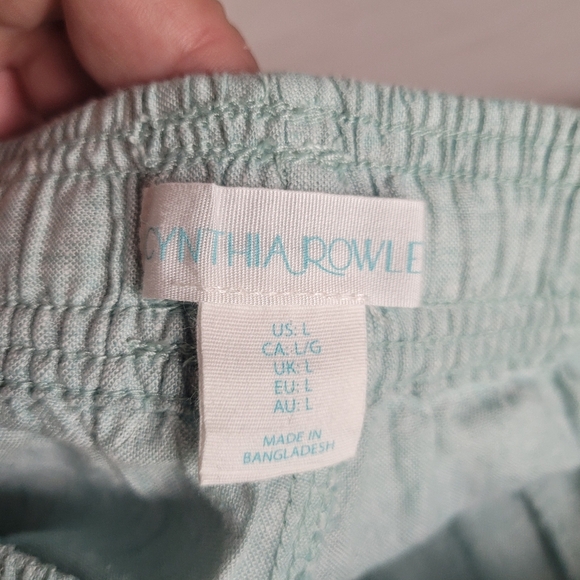 Cynthia Rowley Baby Blue Linen Blend Cropped Pullon Pants Women's Size Large - Picture 6 of 11